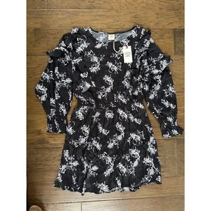 NWT Good Hart Boho Floral Ruffle Mini Dress Small